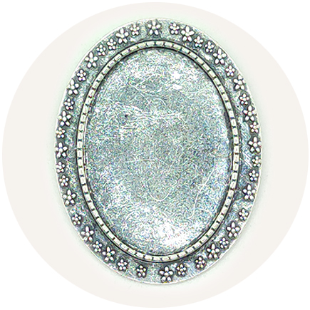 Cadru brosa argintie 45x35mm cabochon oval 35x25mm