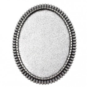 Cadru brosa argintie 48x38mm cabochon oval 40x30mm