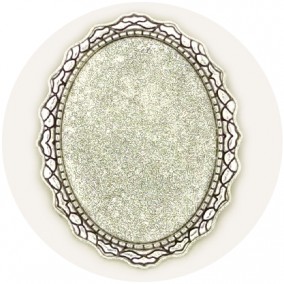 Cadru brosa argintie 51x41mm cabochon oval 40x30mm