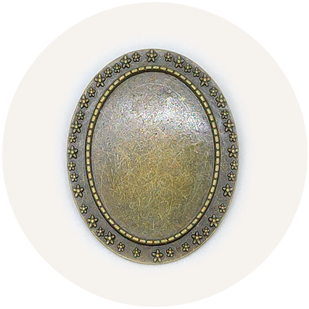 Cadru brosa bronz floricele 45x35mm cabochon oval 35x25mm