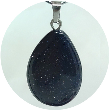 Pandantiv picatura blue goldstone 27x17mm