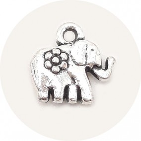 Accesorii metalice argintii charm elefant 12x12mm