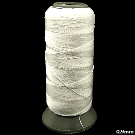 Ata nylon pentru insirat margele alb grosime 0,9mm rola 100m