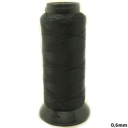 Ata nylon pentru insirat margele negru grosime 0,6mm rola 100m