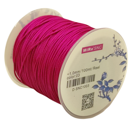 Snur shamballa nylon fara guta fucsia 1mm rola 100m