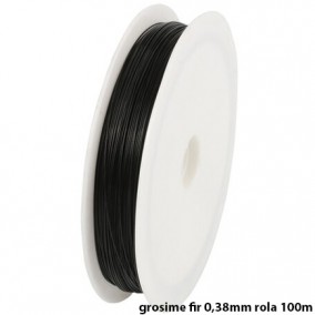 Sarma plastifiata neagra 0,38mm rola 100m