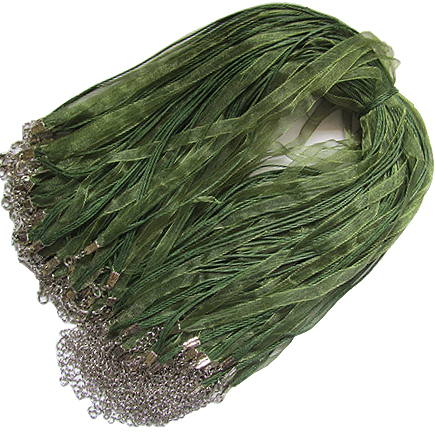 Baza colier organza bumbac cerat verde oliv 45 cm