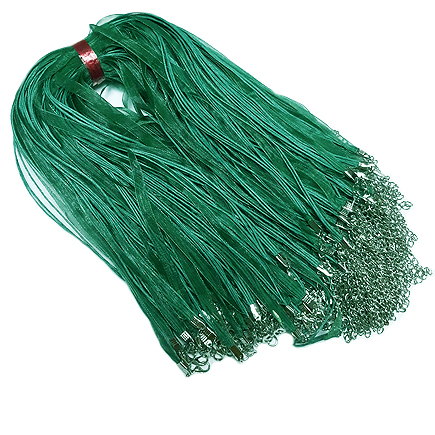 Baza colier organza bumbac cerat verde smarald 45cm