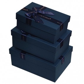 Cutii cadou bleumarin funda satin set 3 bucati 22,5x15,5x9cm