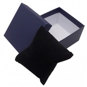 Cutie cadou ceas carton albastru perna neagra 9x8,5x5,5cm