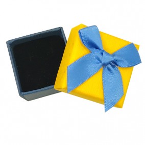 Cutie cadou inel cercei mustar bleumarin catifea neagra 4x4x3,5cm