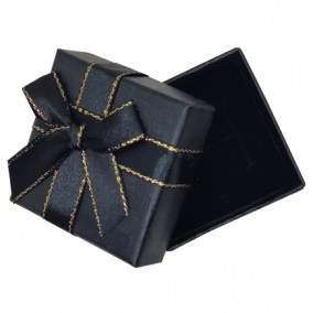 Cutie cadou inel cercei neagra funda fir auriu 5x5x3.5cm