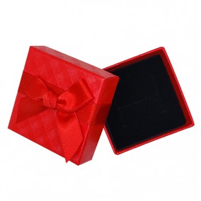 Cutie cadou inel cercei rosu funda satin interior negru 5x5x3.5cm