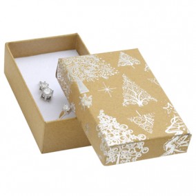Cutie cadou set bijuterii carton natur brad argintiu 8x5x2,5cm