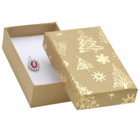 Cutie cadou set bijuterii carton natur brad auriu 8x5x2,5cm