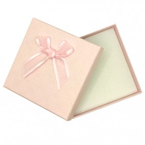 Cutie cadou set bijuterii roz funda organza 9x9x2,5cm