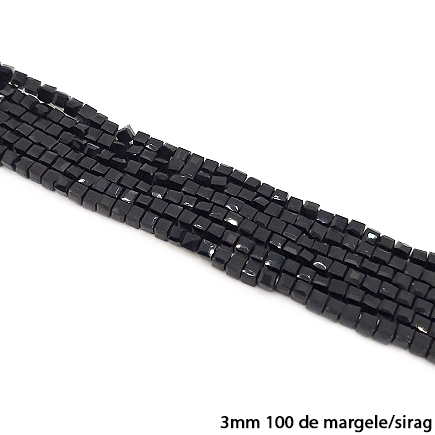 Margele cristale de sticla cub 3mm negru sirag 28cm