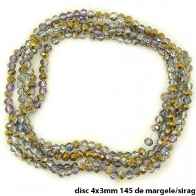 Margele cristale sticla disc bicolor fucsia auriu metalizat 4x3mm sirag 45cm