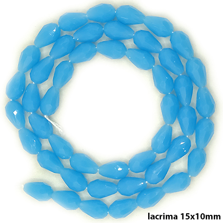 Margele cristale sticla lacrima 15x10mm bleu acvamarin translucent