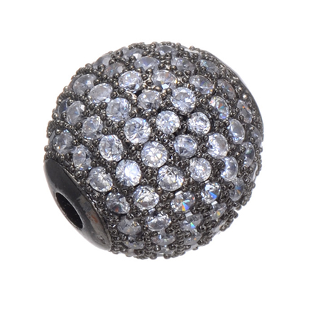 Margele micropave sfera neagra rhinestone alb 8mm