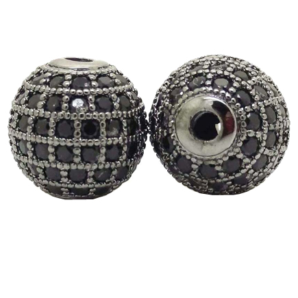 Margele micropave sfera neagra rhinestone negru 8mm