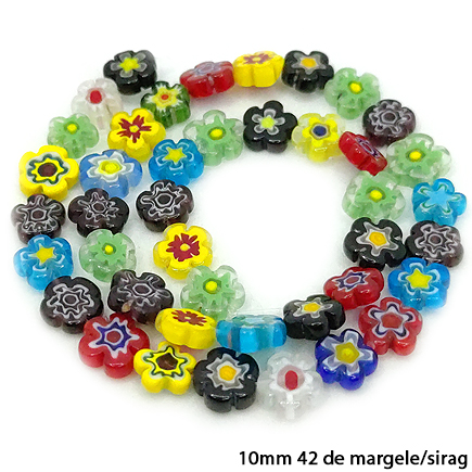 Margele millefiori floare 10mm sirag 40cm