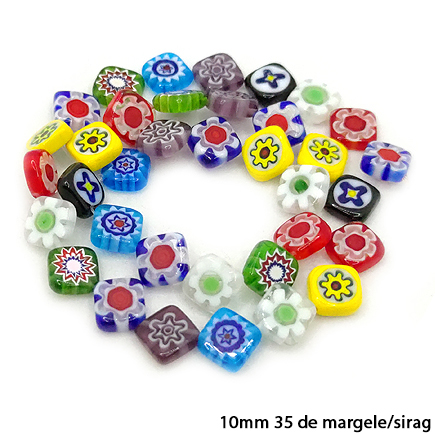 Margele millefiori romb 10mm sirag 40cm