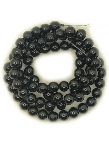 Perle sticla 10mm negru sirag 80cm