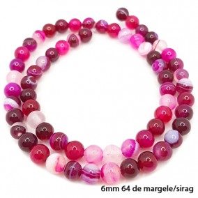 Agate cu dungi lucioase nefatetate fucsia 6mm sirag 40 cm