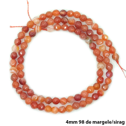 Agate cu dungi maro sferic fatetat 4mm margele sirag 38cm