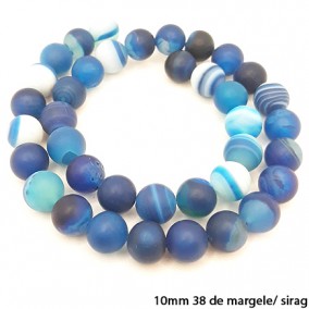 Agate cu dungi mate nefatetate albastre 10mm sirag 40 cm