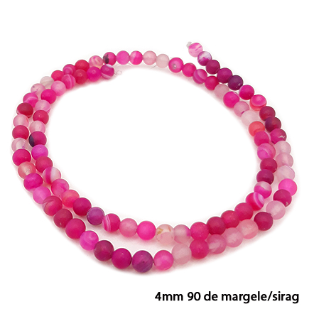 Agate cu dungi mate nefatetate fucsia 4mm sirag 40 cm