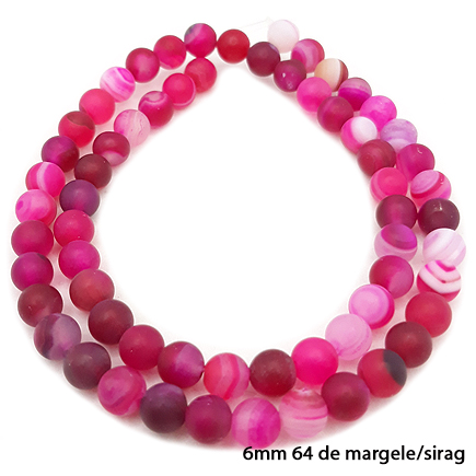 Agate cu dungi mate nefatetate fucsia 6mm sirag 40 cm