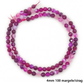 Agate fucsia cu dungi sferic fatetat 4mm sirag 38cm