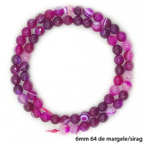 Agate fucsia cu dungi sferic fatetat 6mm sirag 38cm