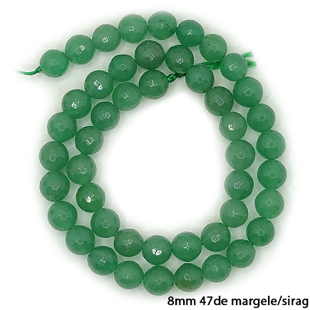 Aventurin verde sferic fatetat 8mm margele sirag 38cm