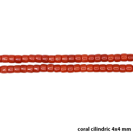 Coral natural cilindru 4x4mm margele sirag 38cm