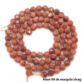 Goldstone auriu lucios fatetat sferic 4mm margele sirag 38cm