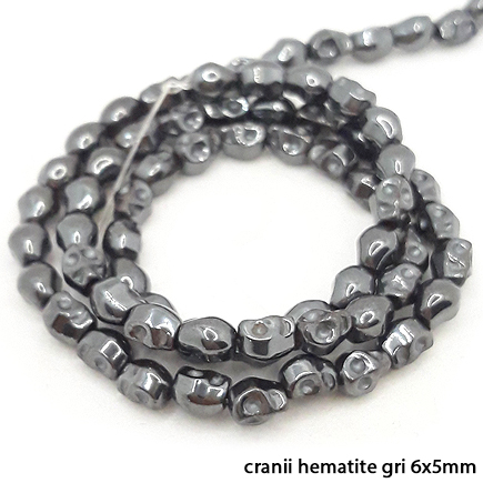 Margele hematite craniu gri 6x5mm (10 bucati)