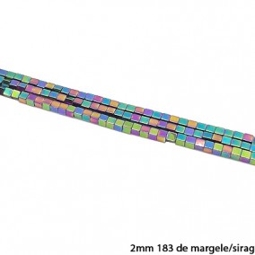 Margele hematite cub curcubeu 2mm sirag 38cm