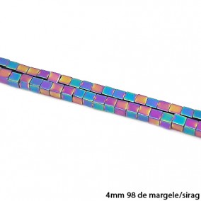 Margele hematite cub curcubeu 4mm sirag 38cm