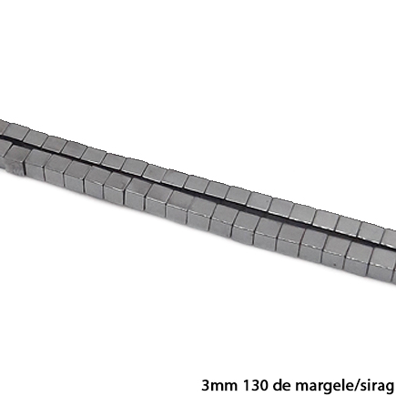 Margele hematite cub gri 3mm sirag 38cm