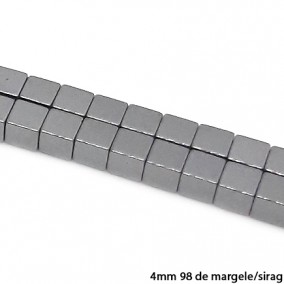 Margele hematite cub gri 4mm sirag 38cm