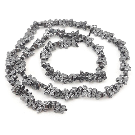 Margele hematite fluture gri 6x5mm (10 margele)