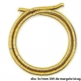 Margele hematite Heishi disc auriu 3x1mm sirag 38cm