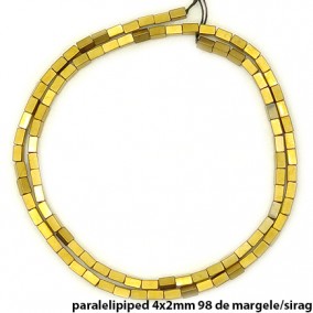 Margele hematite paralelipiped bronz mat 4x2mm sirag 38cm