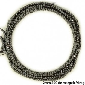 Margele hematite sfere lucioase fatetate gri 2mm sirag 38cm