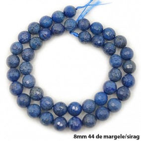 Lapis lazuli lucios fatetat sferic 8mm margele sirag 38cm