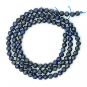 Lapis lazuli natural sfere nefatetate 4mm margele sirag 38cm