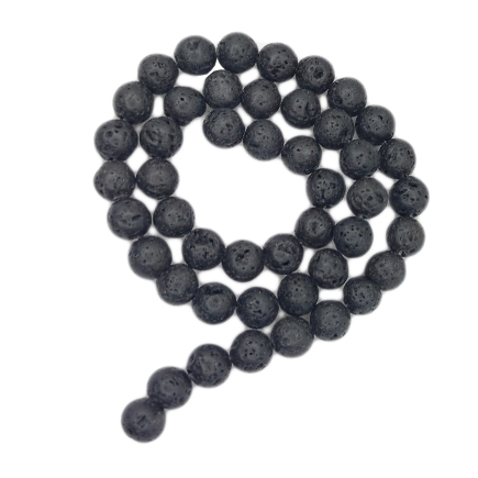 Lava neagra sferic 8mm margele sirag 38cm